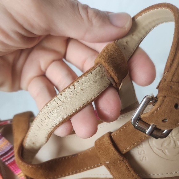Guess Tribal Block Heels Gladiator Multicolor suede cork heels fabric 5.5 - Picture 8 of 9